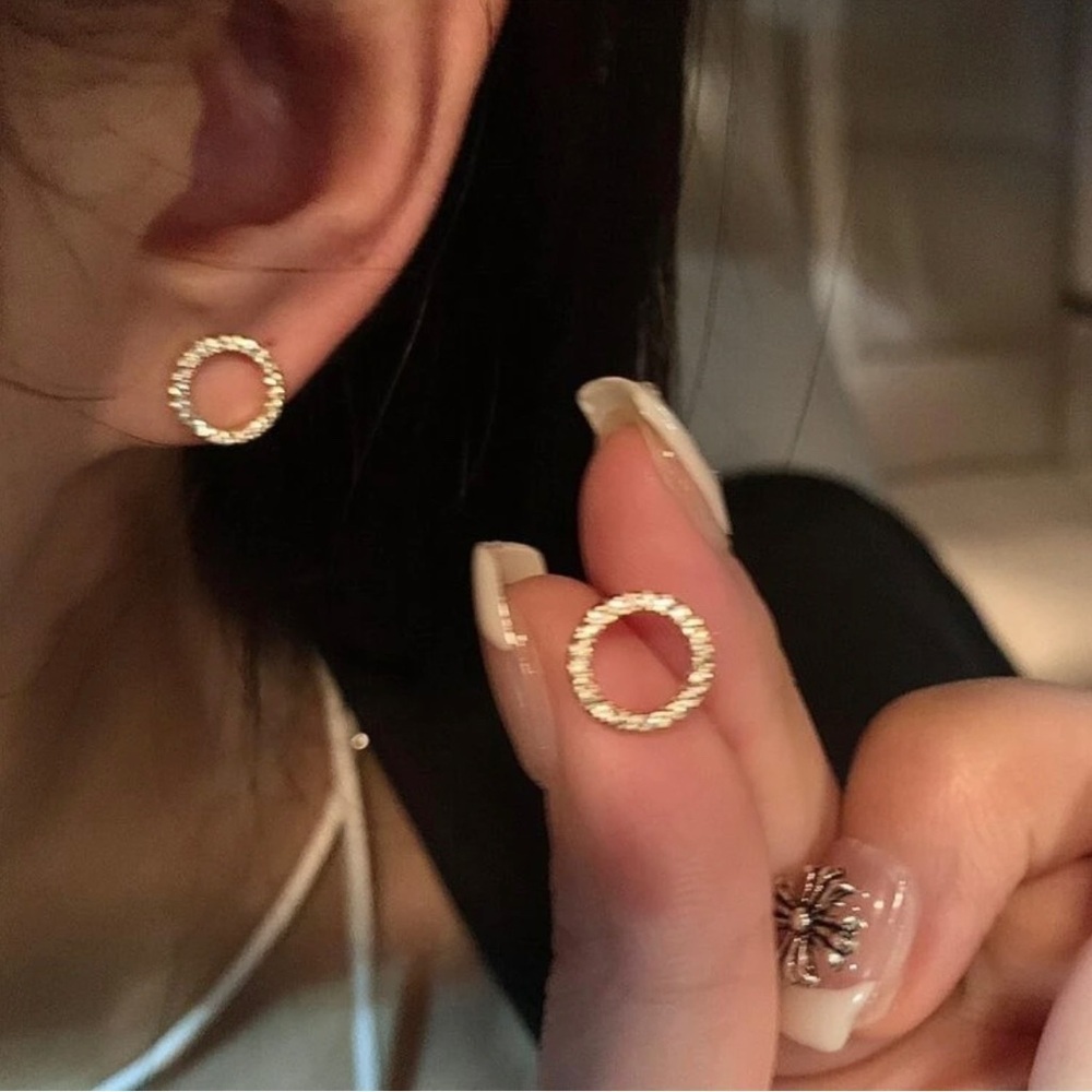 Gold Circle Rhinestone Hoop Earrings